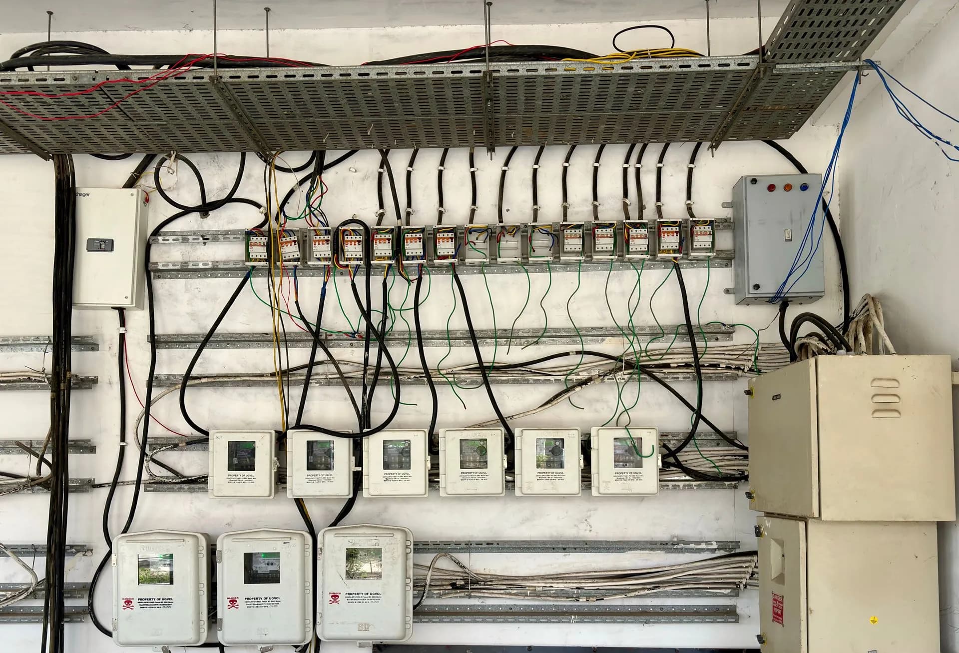 Electrical panel with wiring and control switches