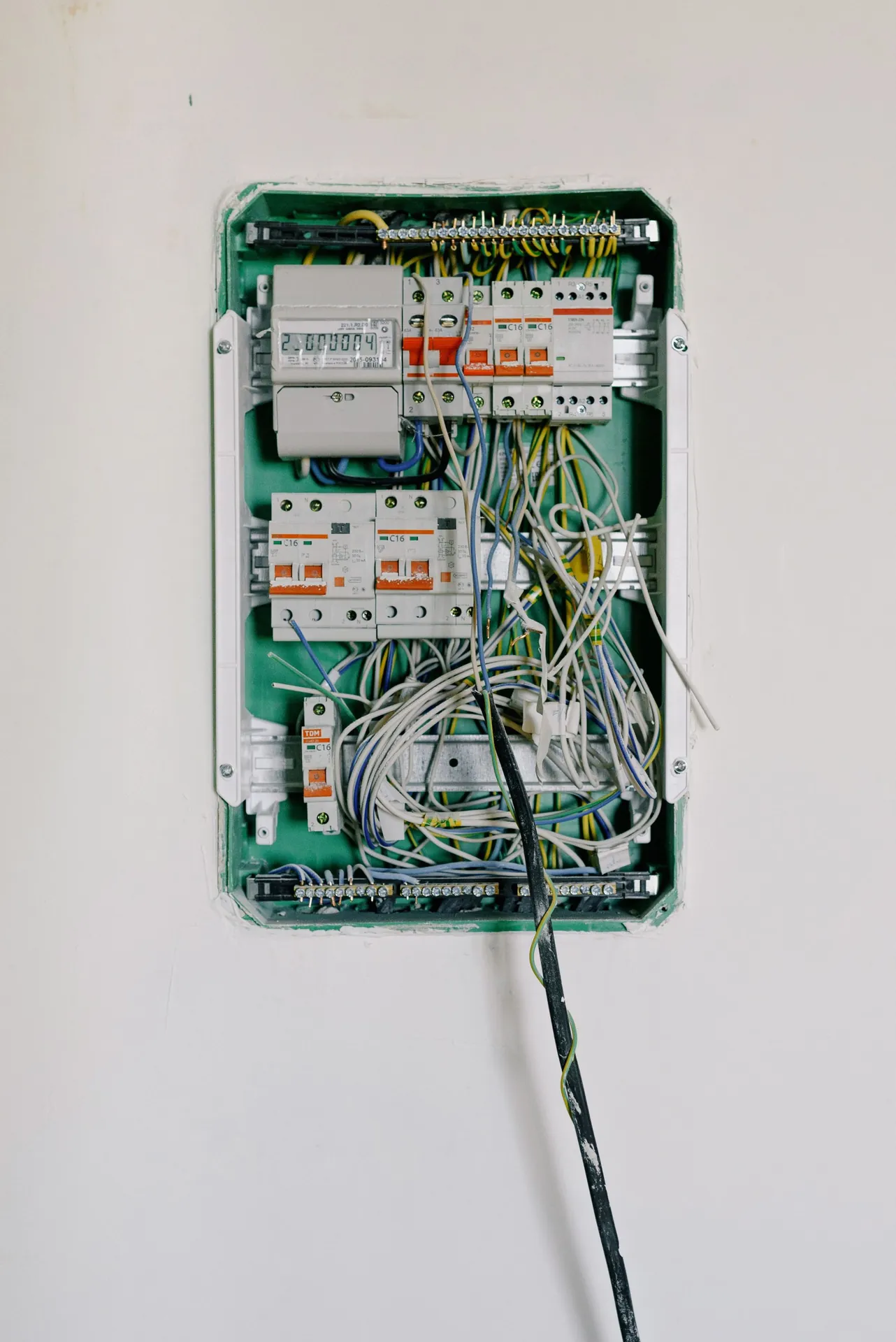 Opened switch box showing isolating equipment