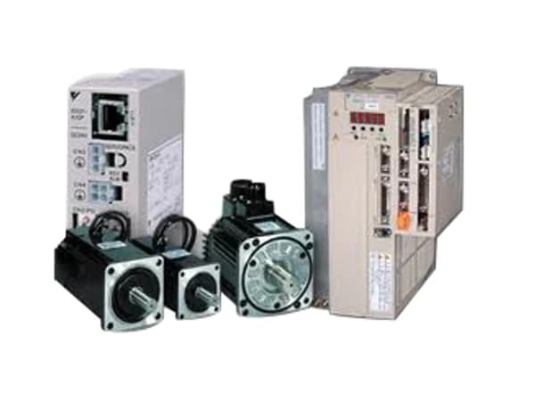Yaskawa servo drives alongside two servo motors