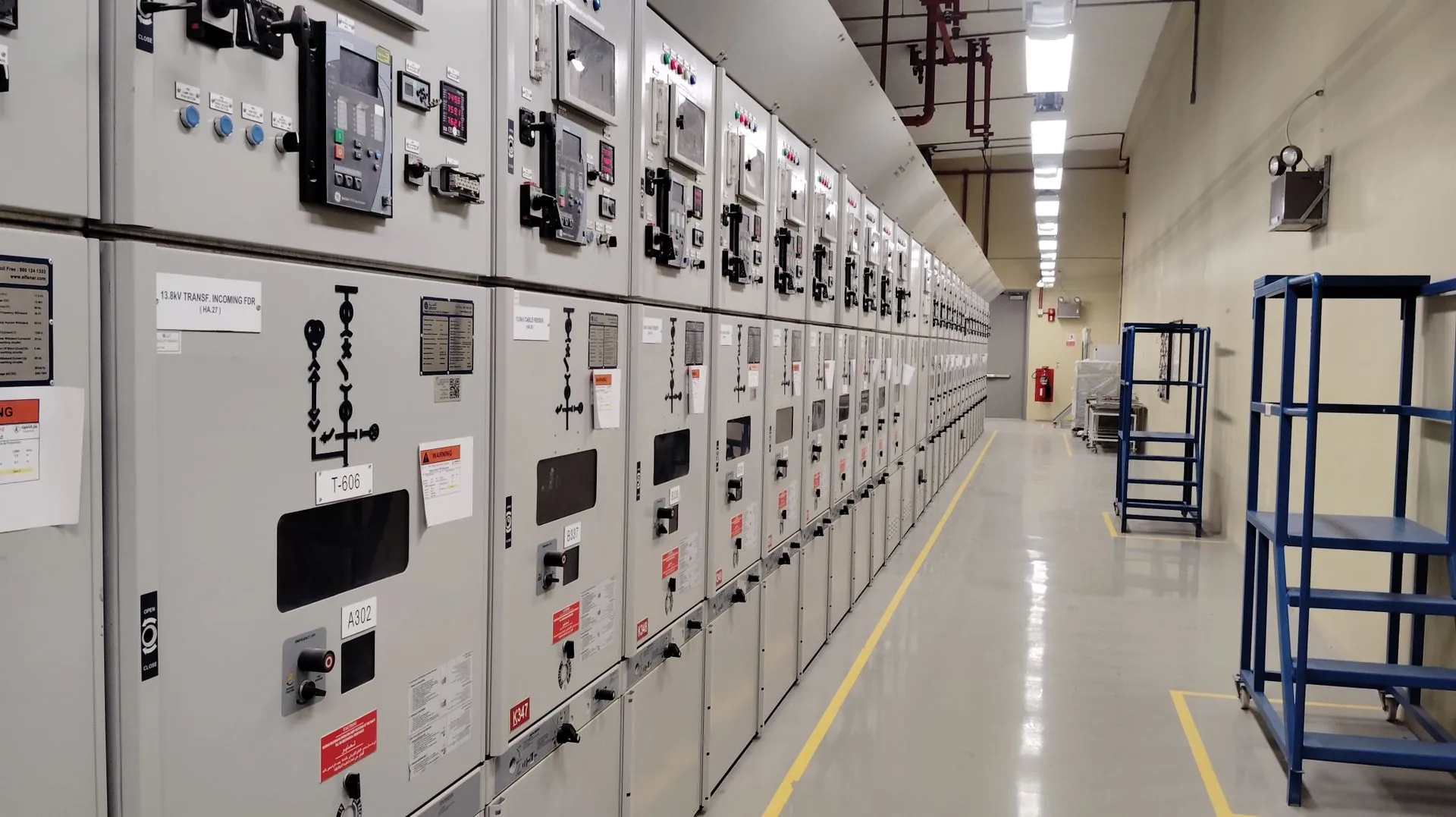 Operator station inside an industrial electrical control room