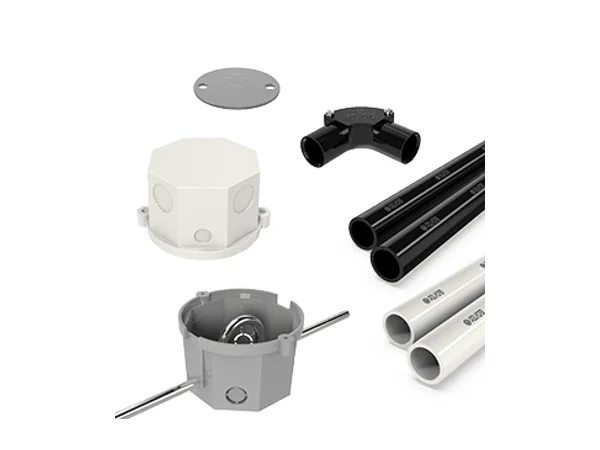 uPVC conduit pipe, bends, boxes and couplers