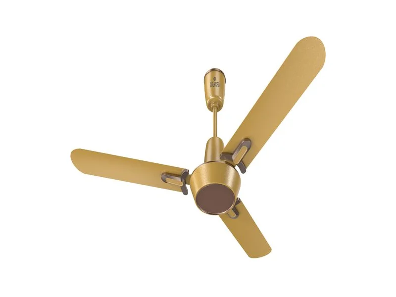 Polycab Regalia decorative ceiling fan in pearl beige and woodland