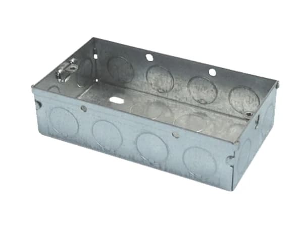 Flat galvanised metal wiring box